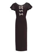 BOW TRIM MIDI DRESS