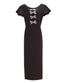 BOW TRIM MIDI DRESS