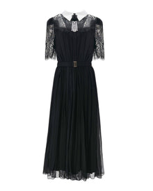 ELEGANT LACE COLLAR MIDI DRESS