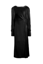 PLEATED MIDI DRESS WITH KNOT DETAIL