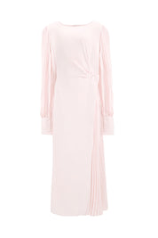 PLEATED MIDI DRESS WITH KNOT DETAIL