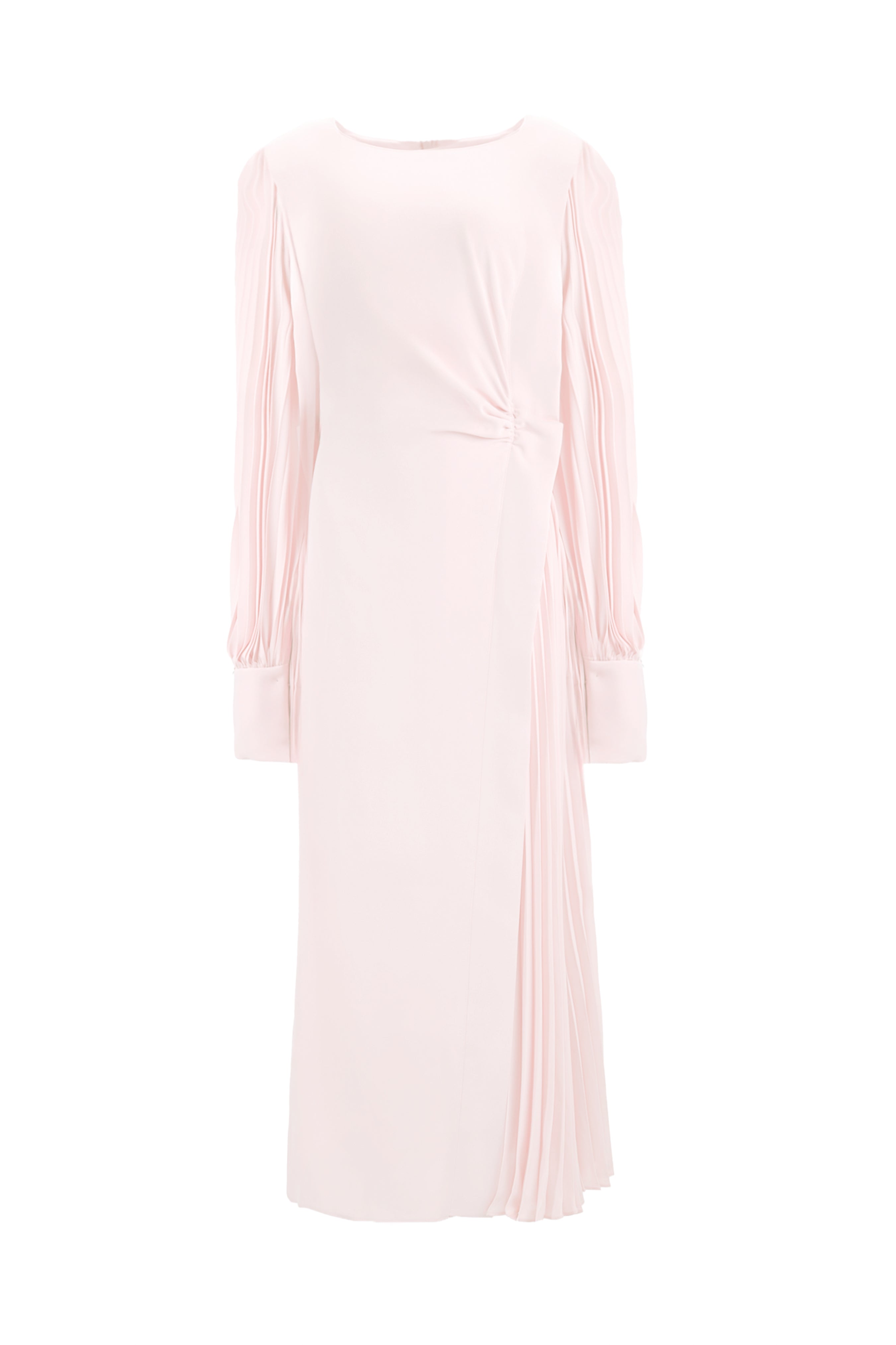 PLEATED MIDI DRESS WITH KNOT DETAIL