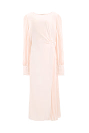 PLEATED MIDI DRESS WITH KNOT DETAIL