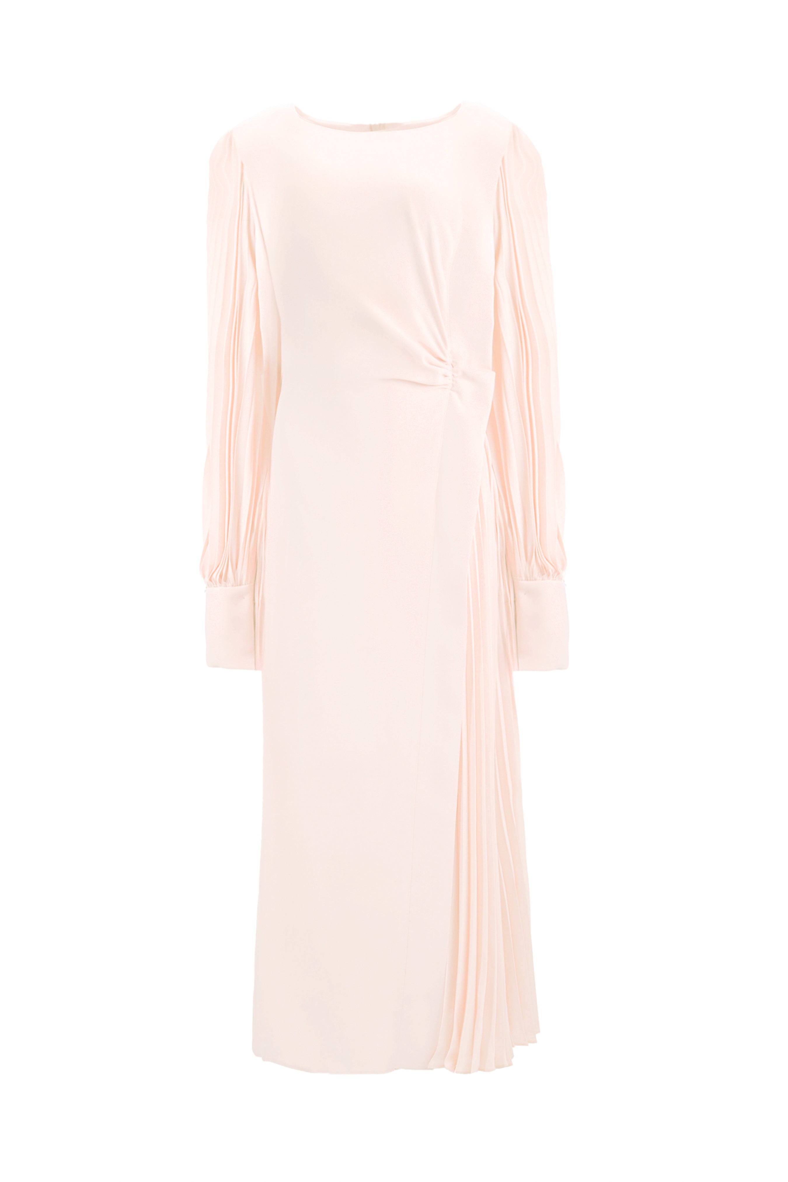 PLEATED MIDI DRESS WITH KNOT DETAIL