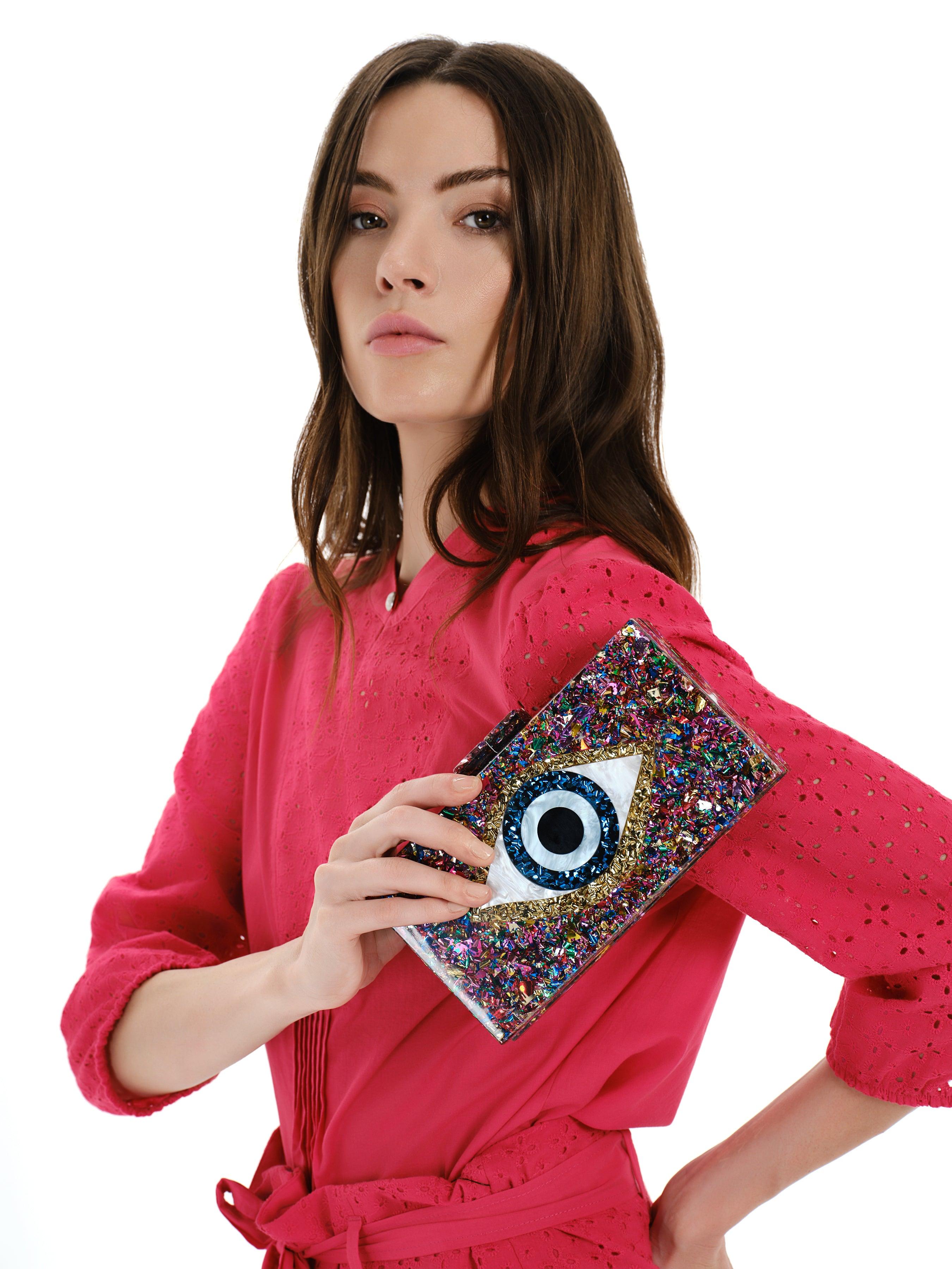 EYE GLITTER CLUTCH