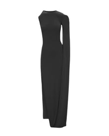 ASYMMETRIC CAPE GOWN