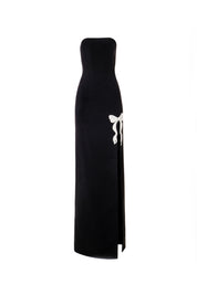 STRAPLESS BOW SLIT GOWN