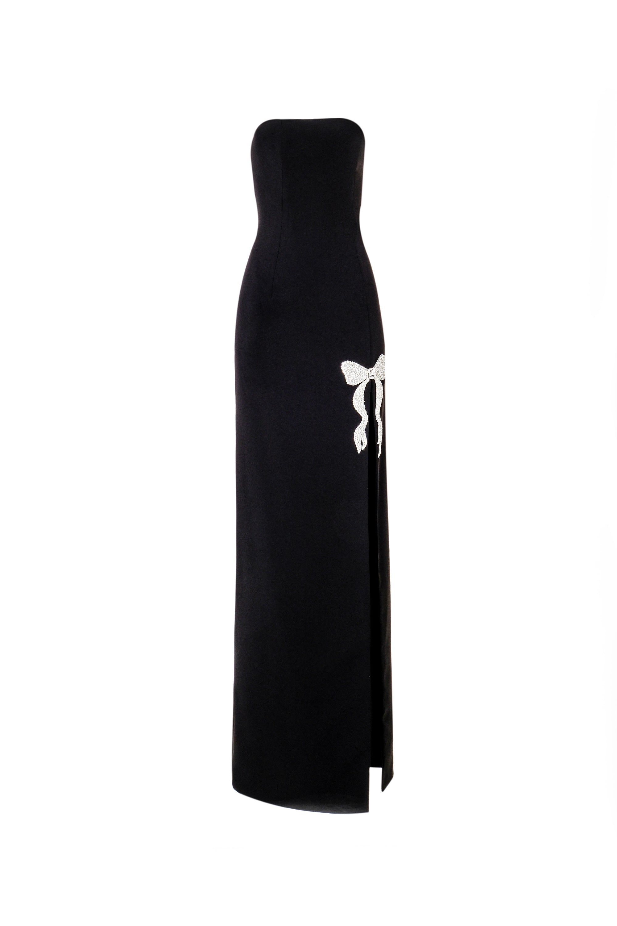 STRAPLESS BOW SLIT GOWN