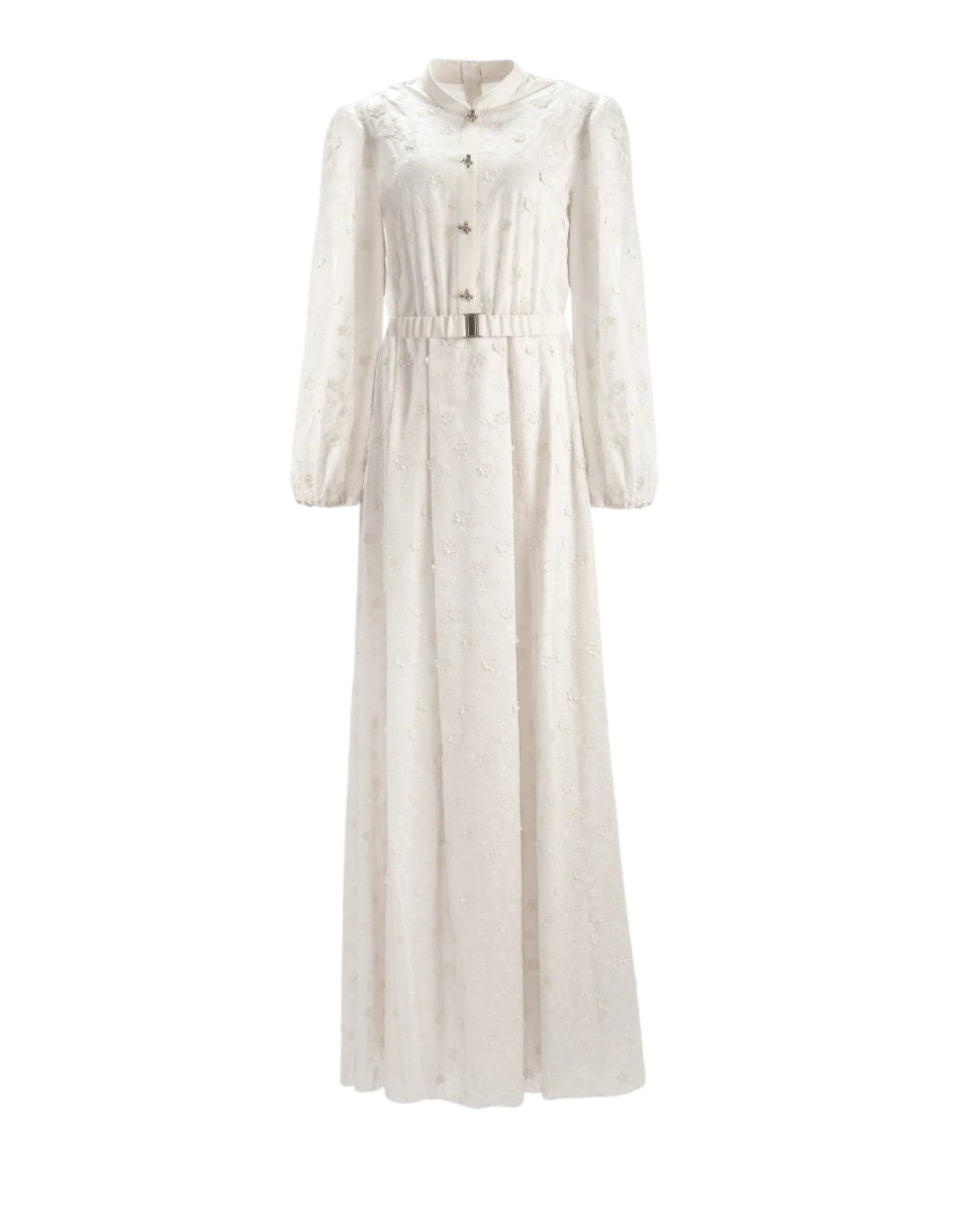 TEXTURED FLORAL MAXI DRESS