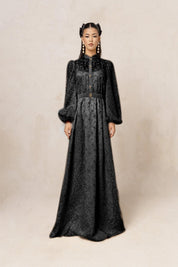 TEXTURED FLORAL MAXI DRESS