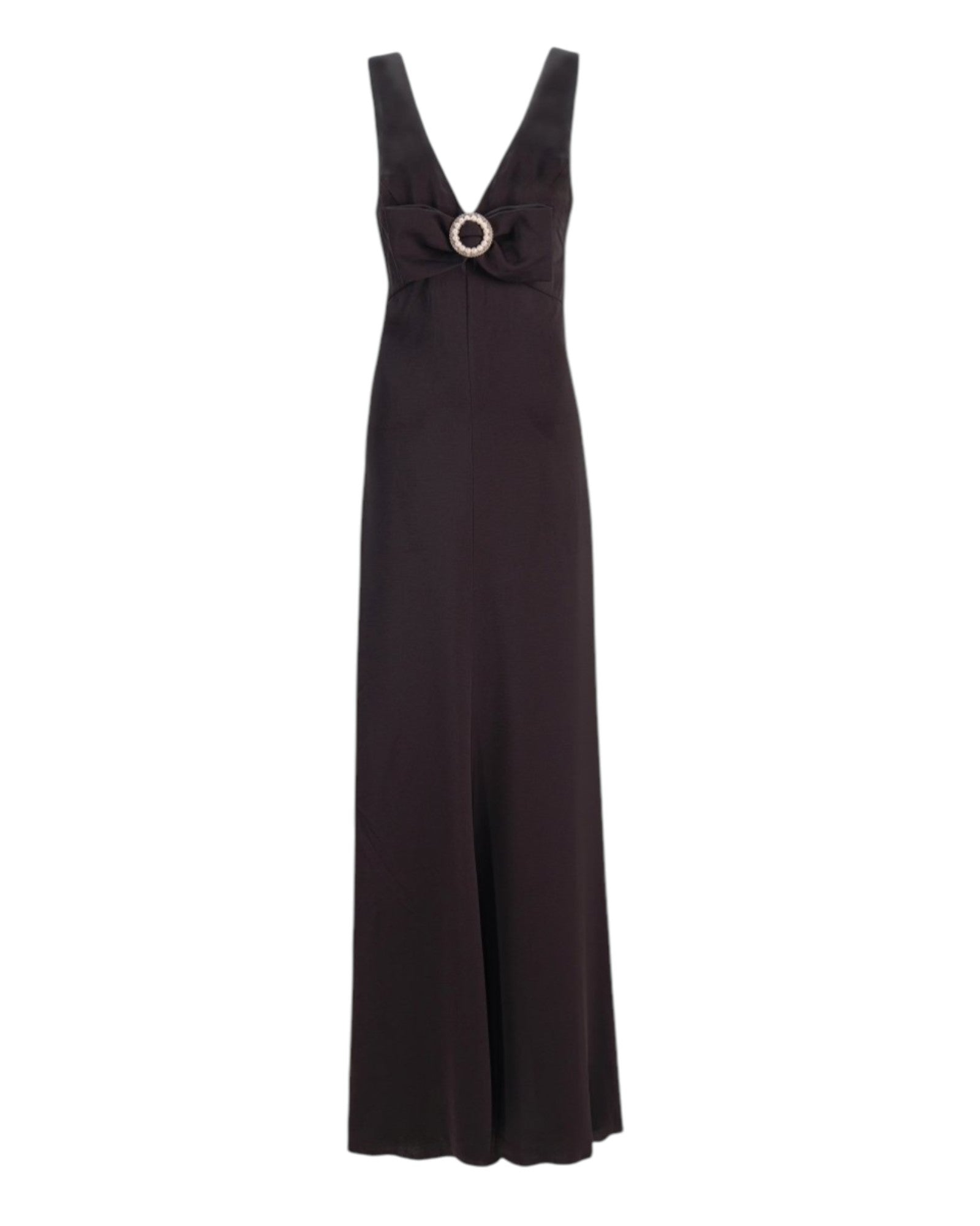 SLEEK MAXI DRESS WITH CRYSTAL BUCKLE