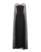 EMBELLISHED CAPE EVENING GOWN