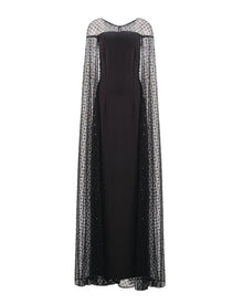 EMBELLISHED CAPE EVENING GOWN