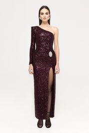 ONE-SHOULDER SEQUIN GOWN