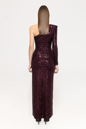 ONE-SHOULDER SEQUIN GOWN