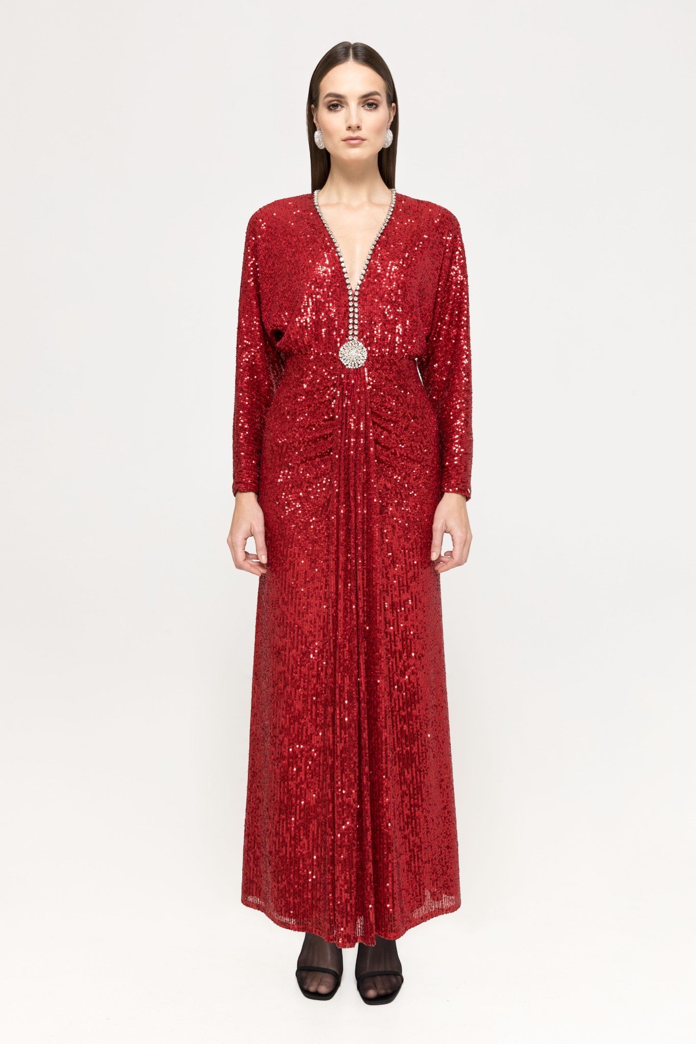 SEQUIN DRAPED LONG GOWN