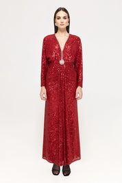 SEQUIN DRAPED LONG GOWN