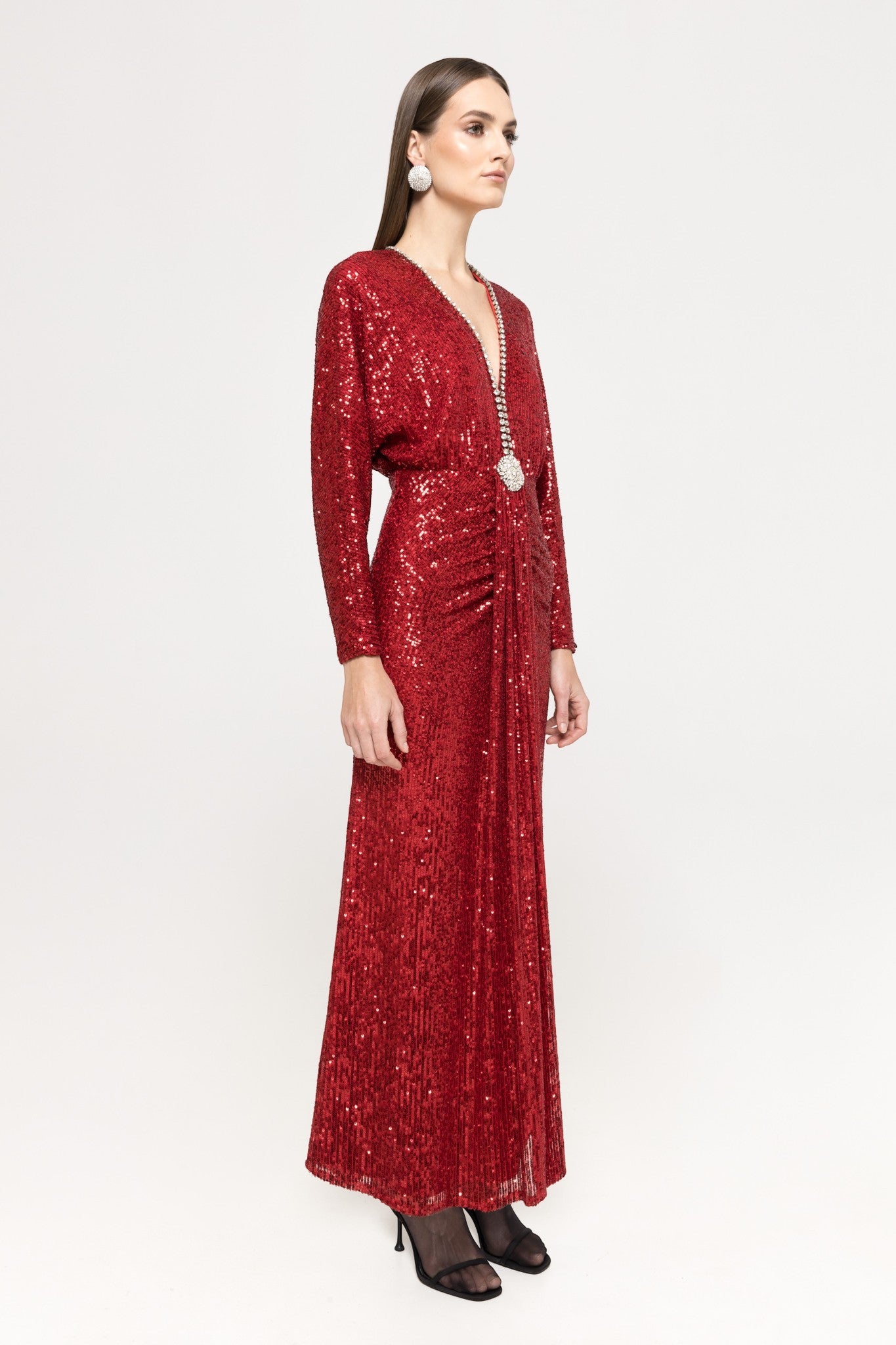 SEQUIN DRAPED LONG GOWN