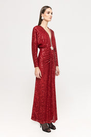 SEQUIN DRAPED LONG GOWN