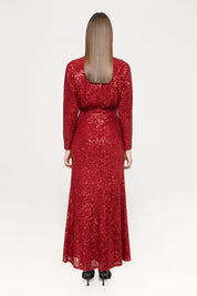 SEQUIN DRAPED LONG GOWN