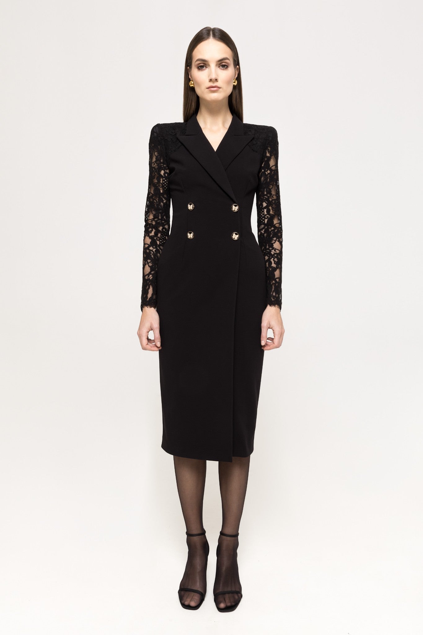 LACE SLEEVE BLAZER DRESS