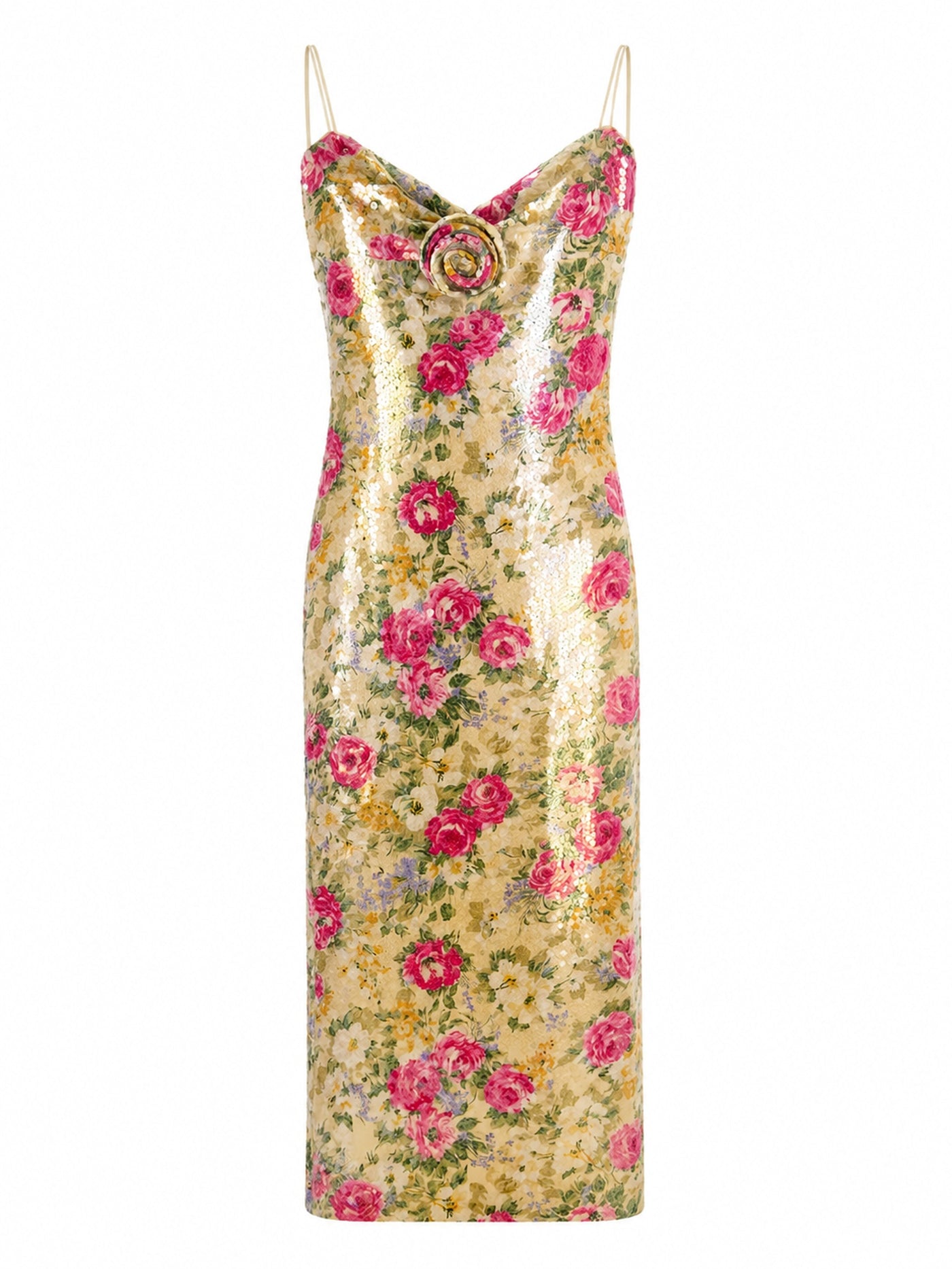 SEQUINED FLORAL SLIP DRESS