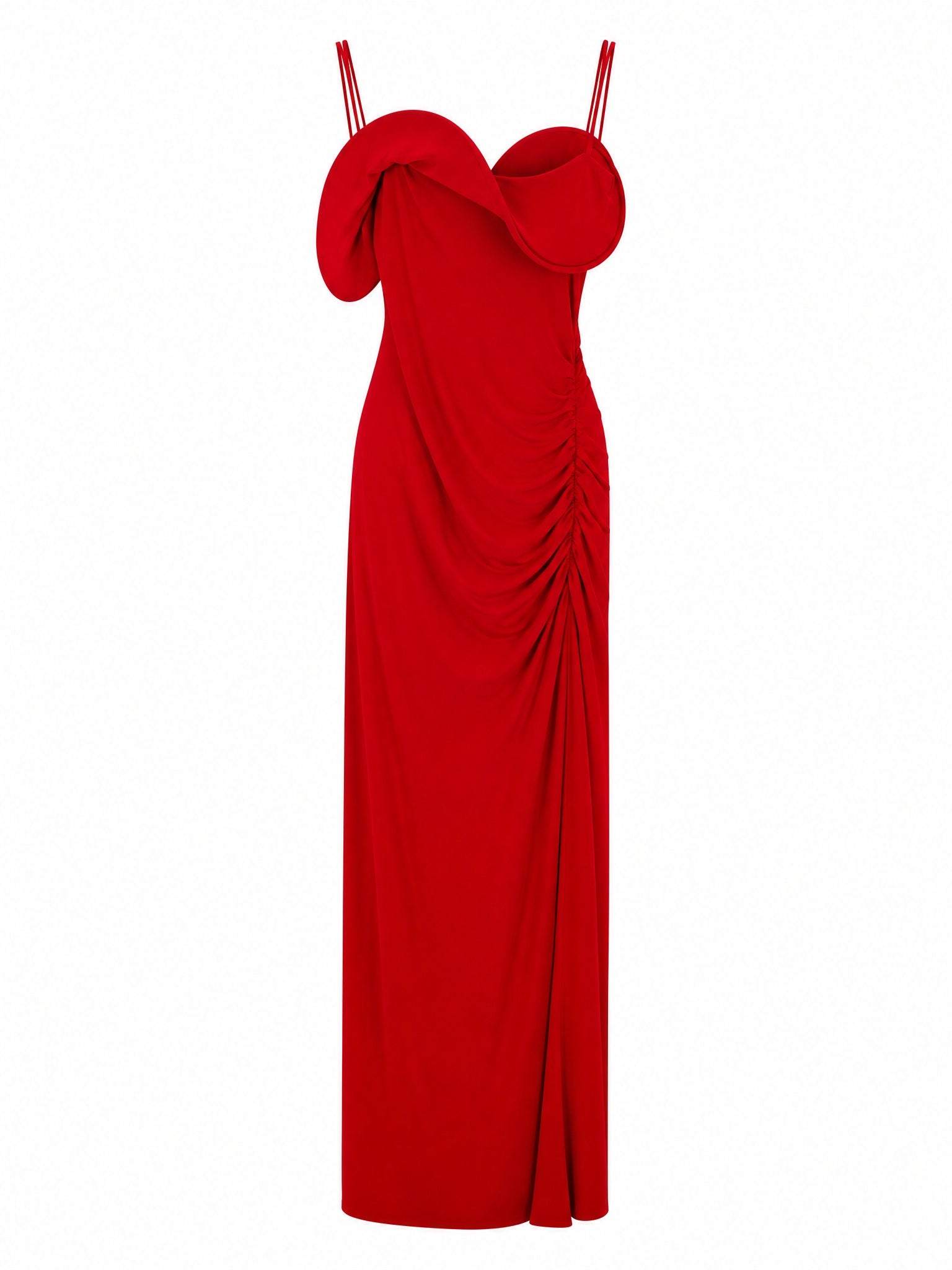 OFF-SHOULDER DRAPED CREPE GOWN