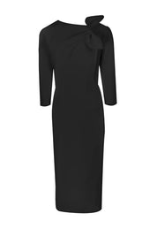 STRUCTURED BOW-SHOULDER PENCIL DRESS
