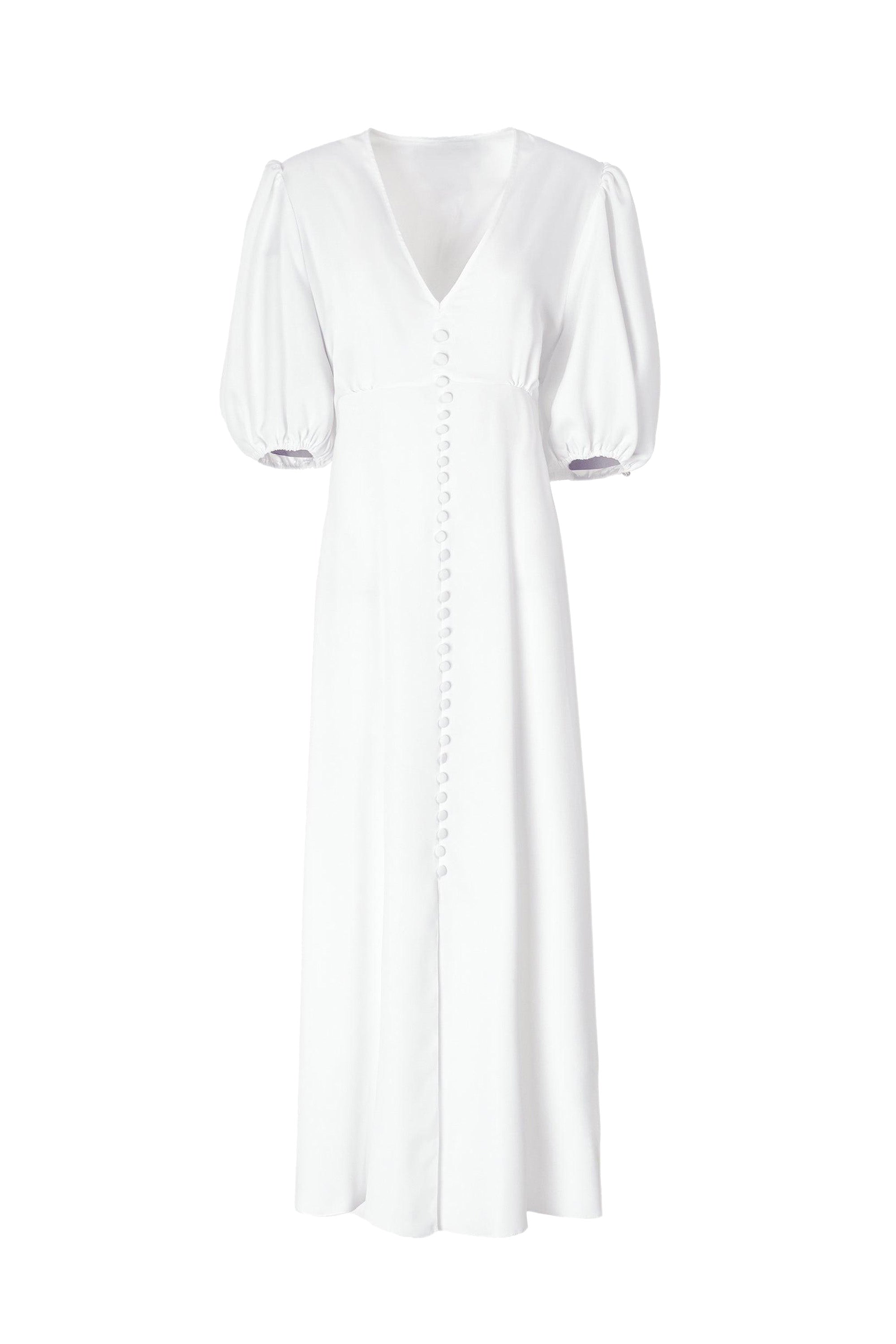 PUFF-SLEEVE MIDI DRESS