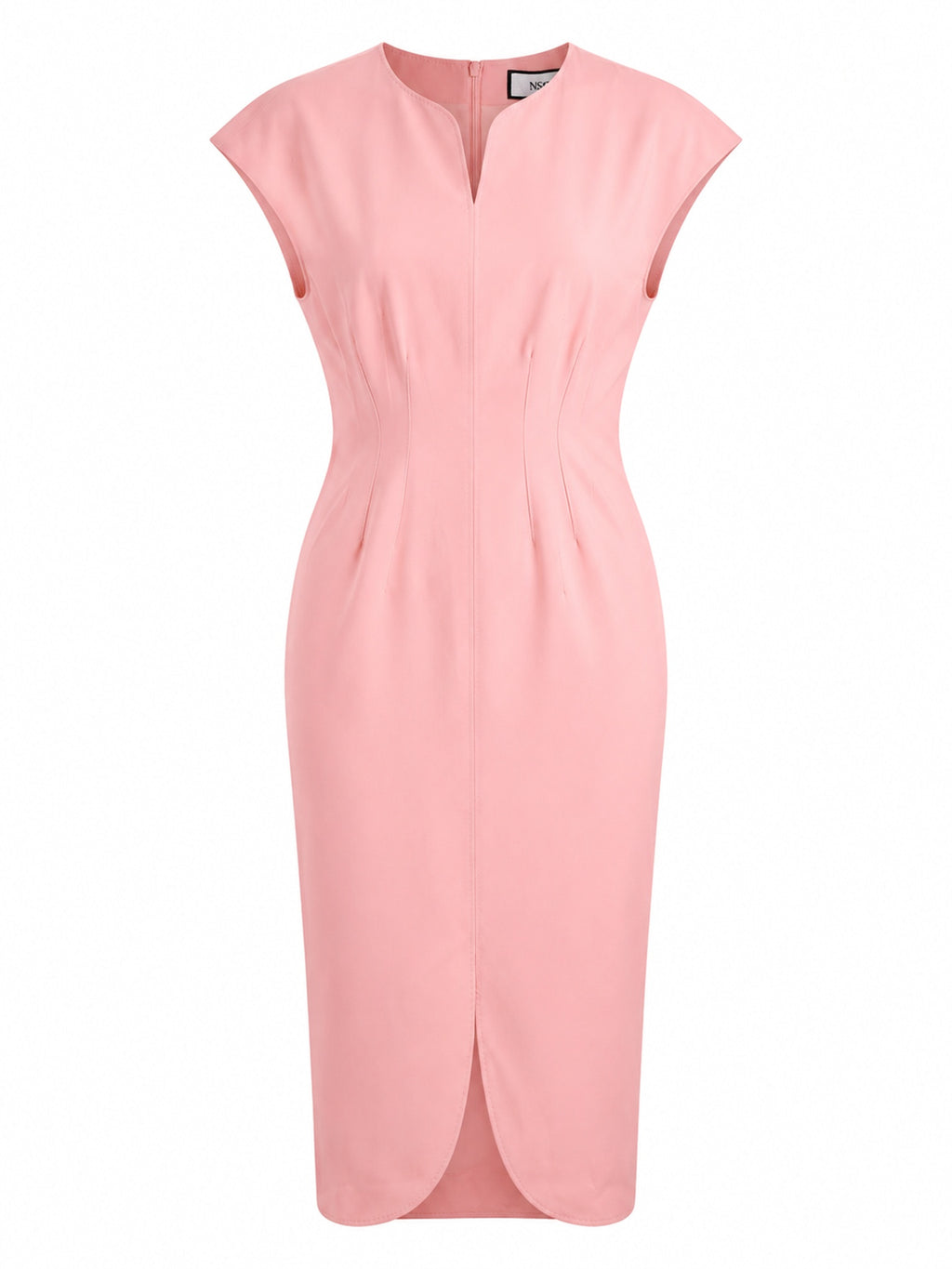 TOPSTITCH DETAIL V-NECK MIDI DRESS