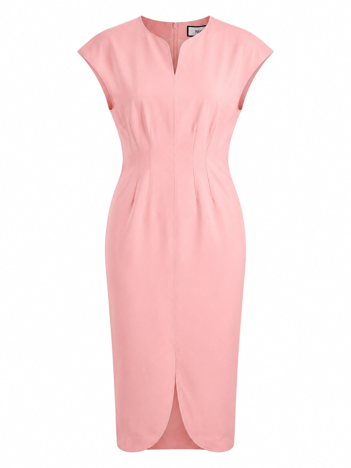 TOPSTITCH DETAIL V-NECK MIDI DRESS
