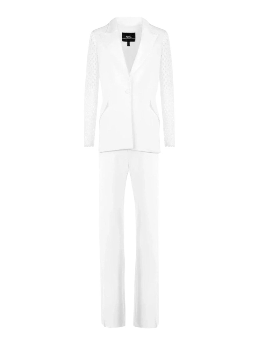 ELEGANT LACE-SLEEVE BLAZER SET
