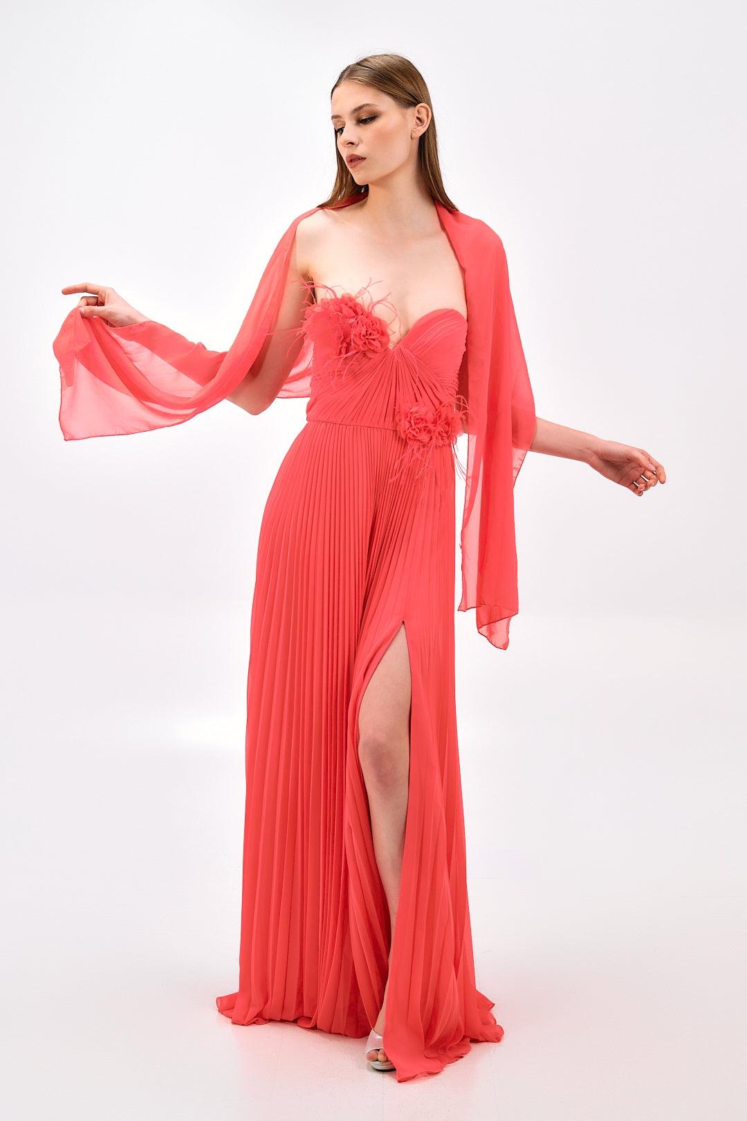 ROMANTIC PLEATED FLORAL GOWN