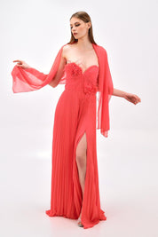 ROMANTIC PLEATED FLORAL GOWN