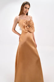 SATIN FLORAL DETAIL DRESS
