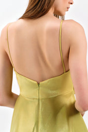 SATIN FLORAL DETAIL DRESS