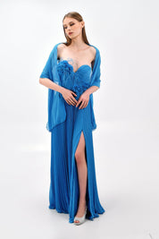 ROMANTIC PLEATED FLORAL GOWN