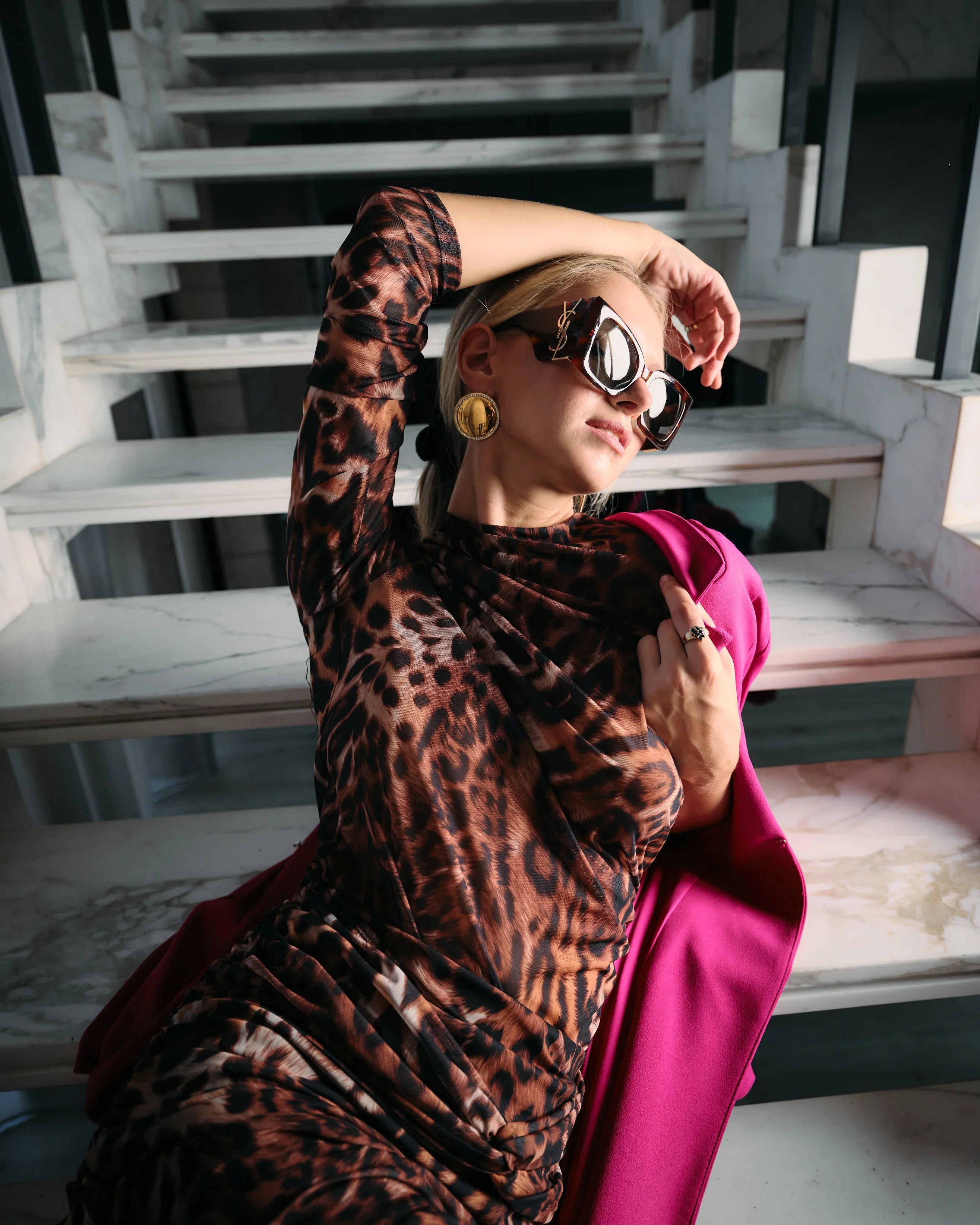 LEOPARD PRINT MESH TWO-PIECE SET