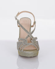 Crystal Platform Heels with Cut-Out Design