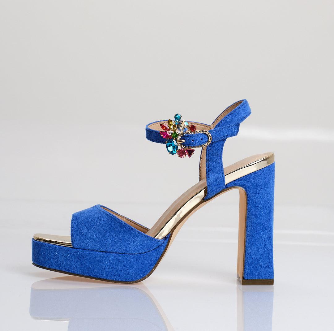 Sparkling Multicolored Crystal Buckle High Heels