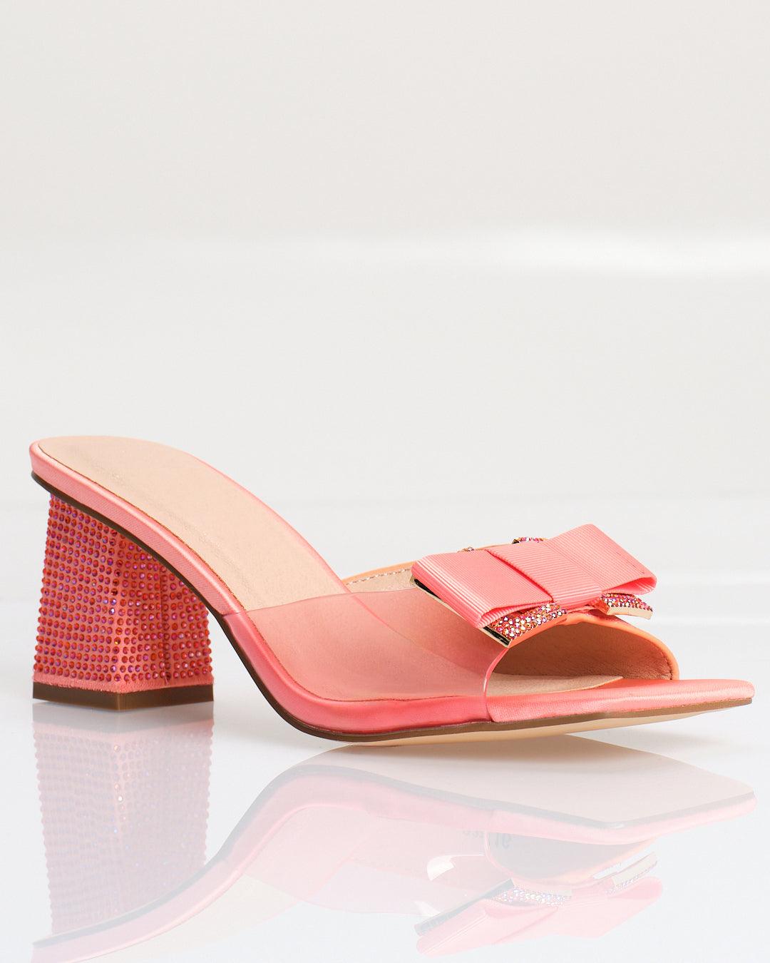 Front Bow Heels with Transparent Toe Band