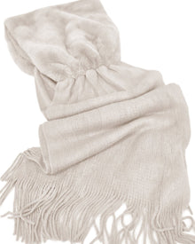 FAUX FUR TRIMMED KNIT SCARF