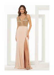 SHIMMER PLUNGE EVENING GOWN