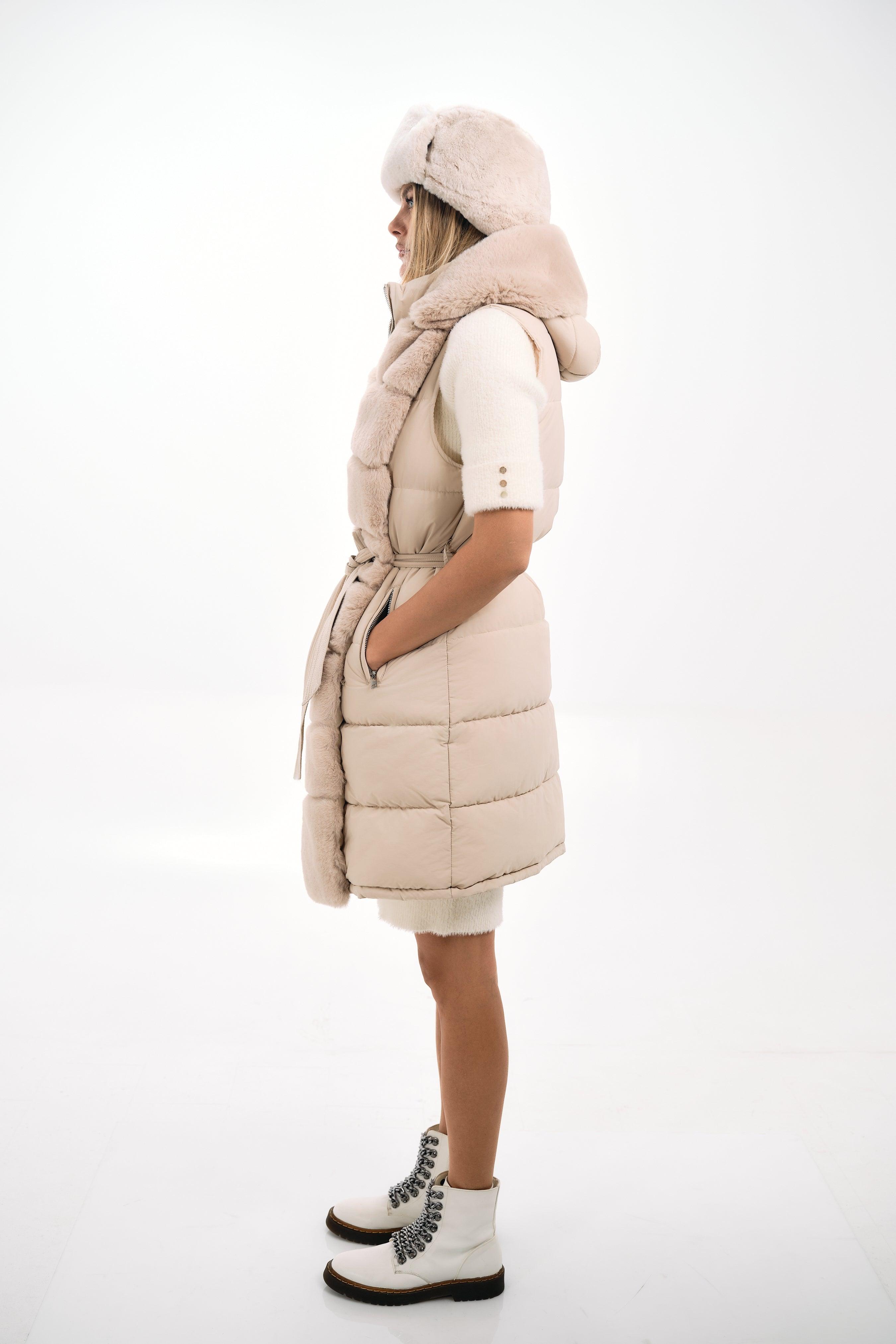 HOODED FUR GILET