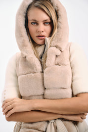 HOODED FUR GILET