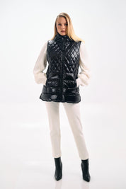 BLACK QUILTED PUFFER GILET