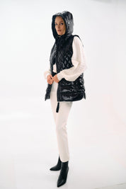 BLACK QUILTED PUFFER GILET