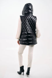 BLACK QUILTED PUFFER GILET