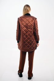 BROWN QUILTED PUFFER JACKET