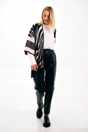 ZEBRA PRINT FRINGED CAPE